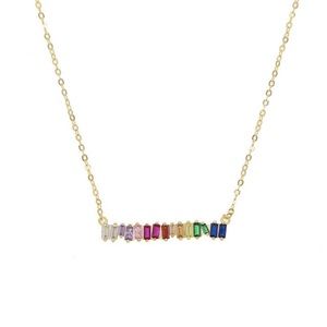 Gold rainbow bar necklace